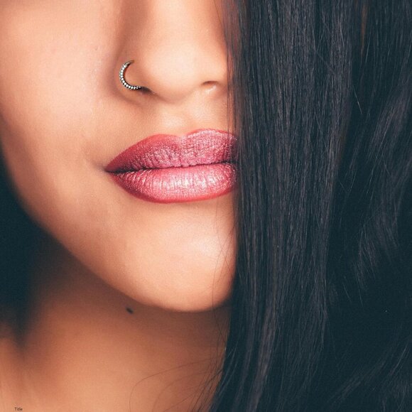 Triple Sided Micro Gem Nose Hoop Ring - Implant Grade Titanium With Sparkling CZ - Picture 6 of 8